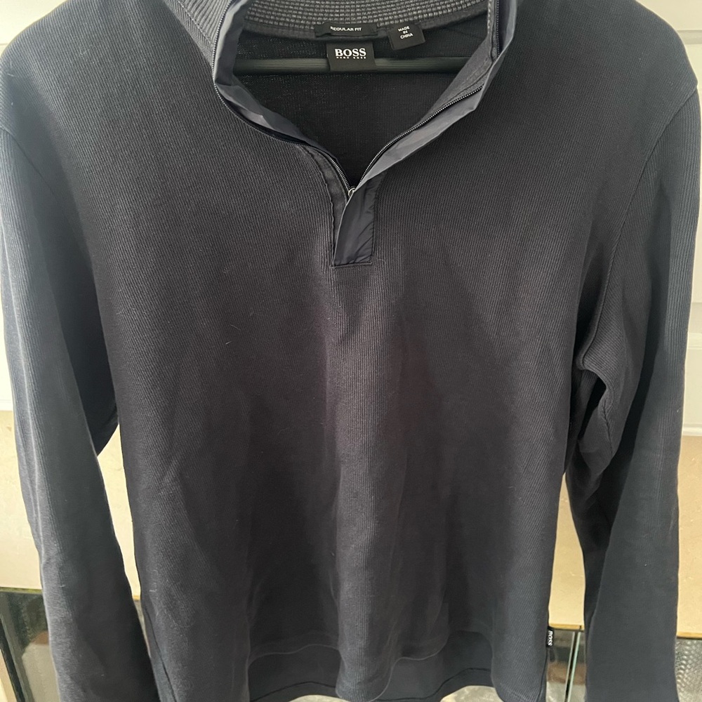 Hugo Boss Men's Black Zip Up Sweater